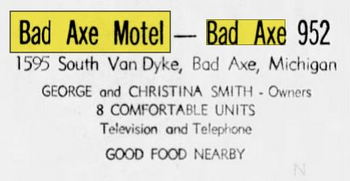 Bad Axe Motel - June 1958 Ad